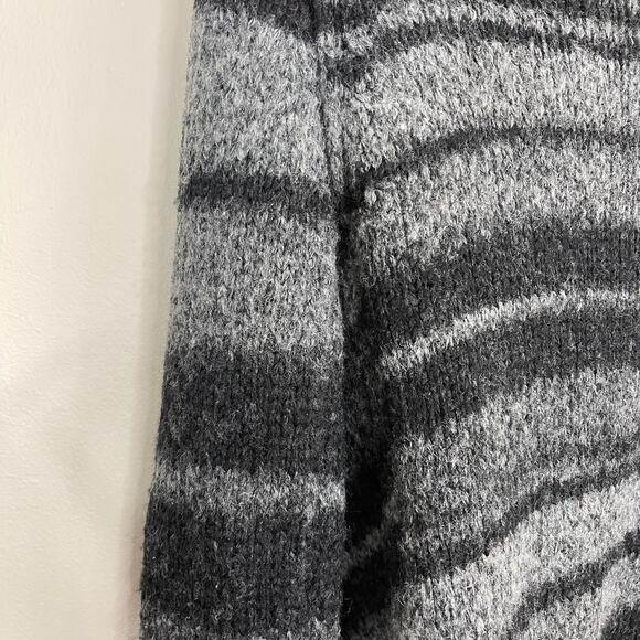 360 Cashmere Striped Drape Front Cardigan Sweater Black Gray XSmall Wool Blend - Picture 7 of 10